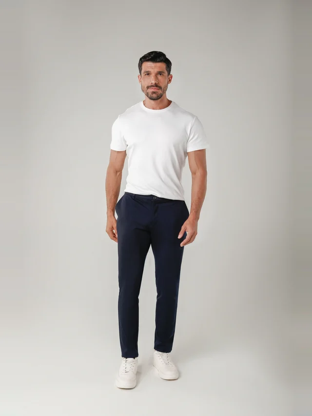 Calça casual de malha slim, KDU, referência 30134, vista principal
