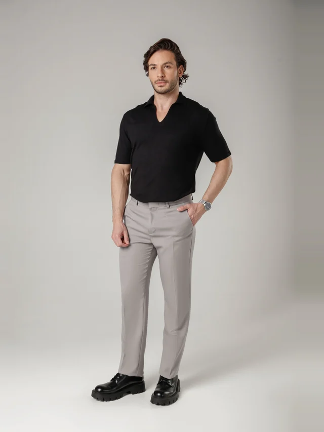 Calça casual de malha slim, KDU, referência 903, vista principal